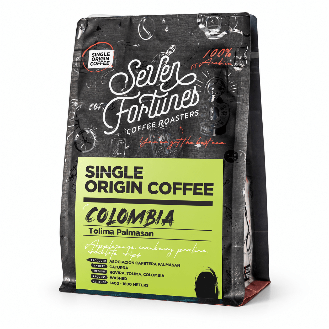 Seven Fortunes Colombia Tolima Palmasan Single Origin Specialty Coffee Beans 250g