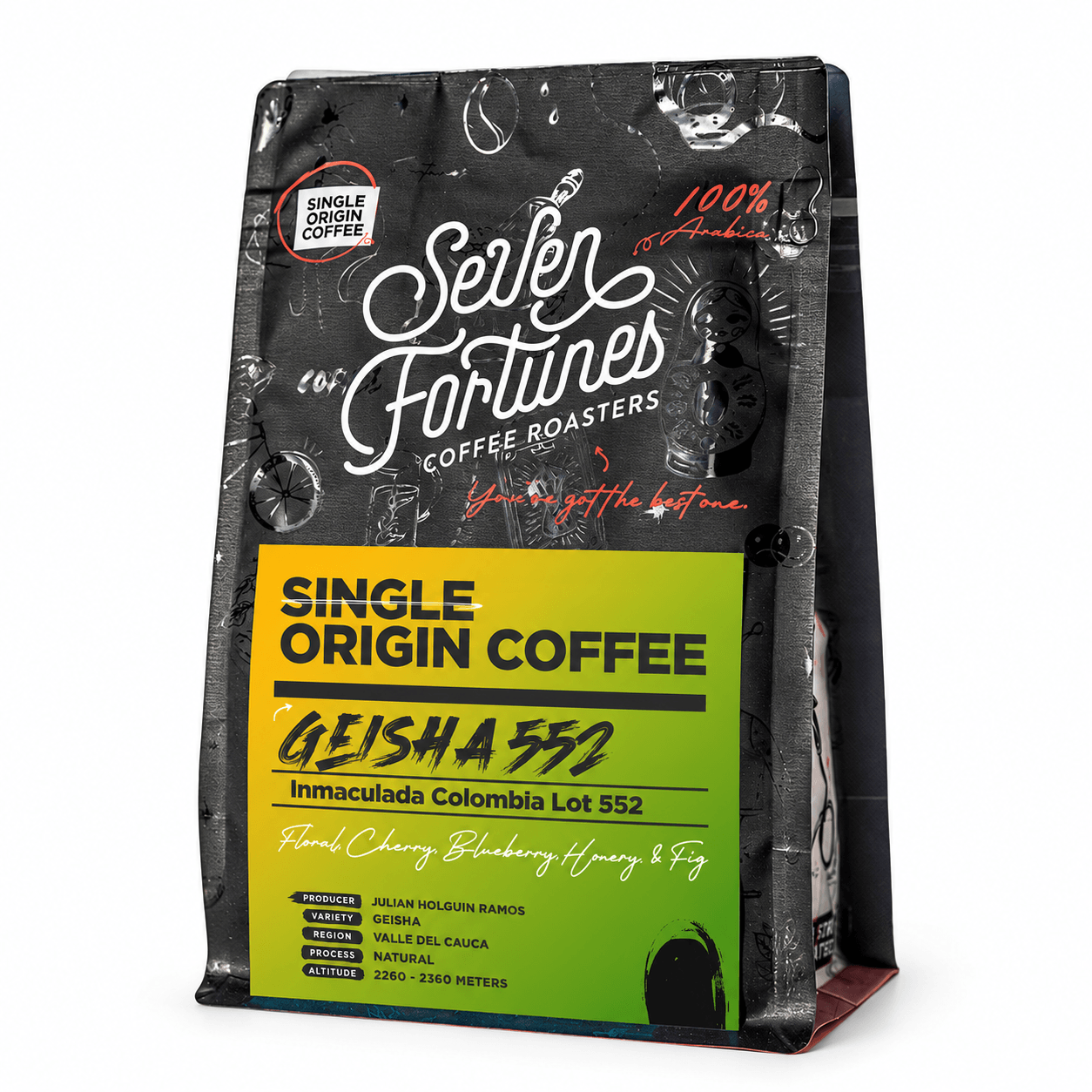 Seven Fortunes Inmaculada Geisha Colombia Lot 552 Natural Specialty Coffee Beans 100g