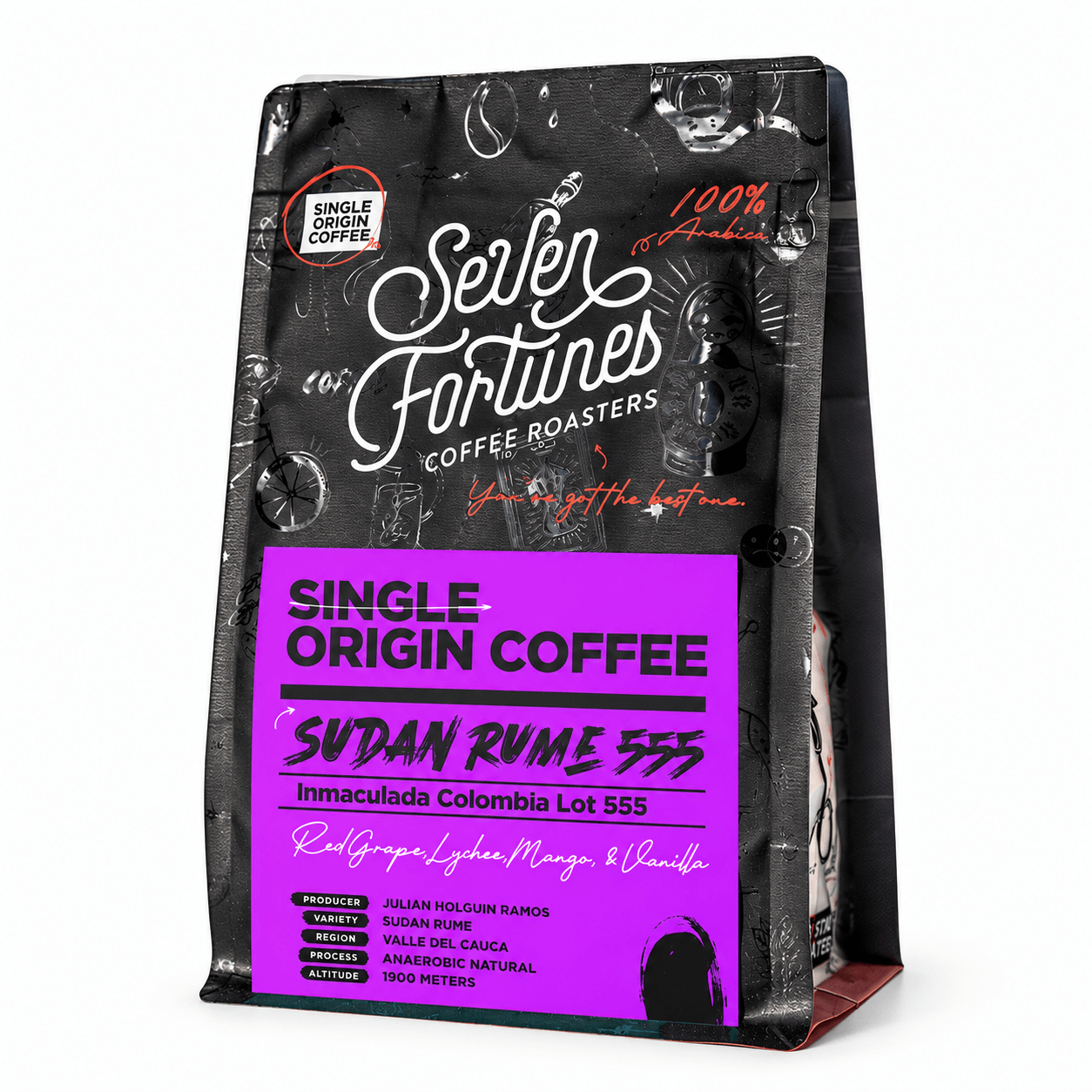 Seven Fortunes Inmaculada Sudan Rume Colombia Lot 555 Specialty Coffee Beans 100g