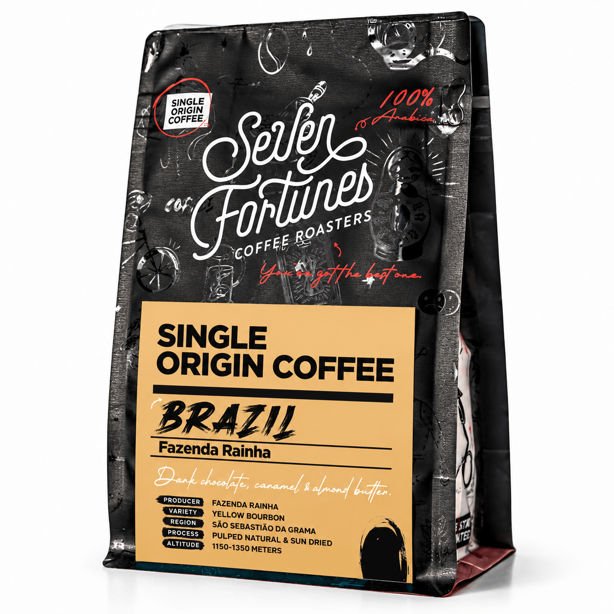 Seven Fortunes Brazil Fazenda Rainha Single Origin Specialty Coffee Beans 500g