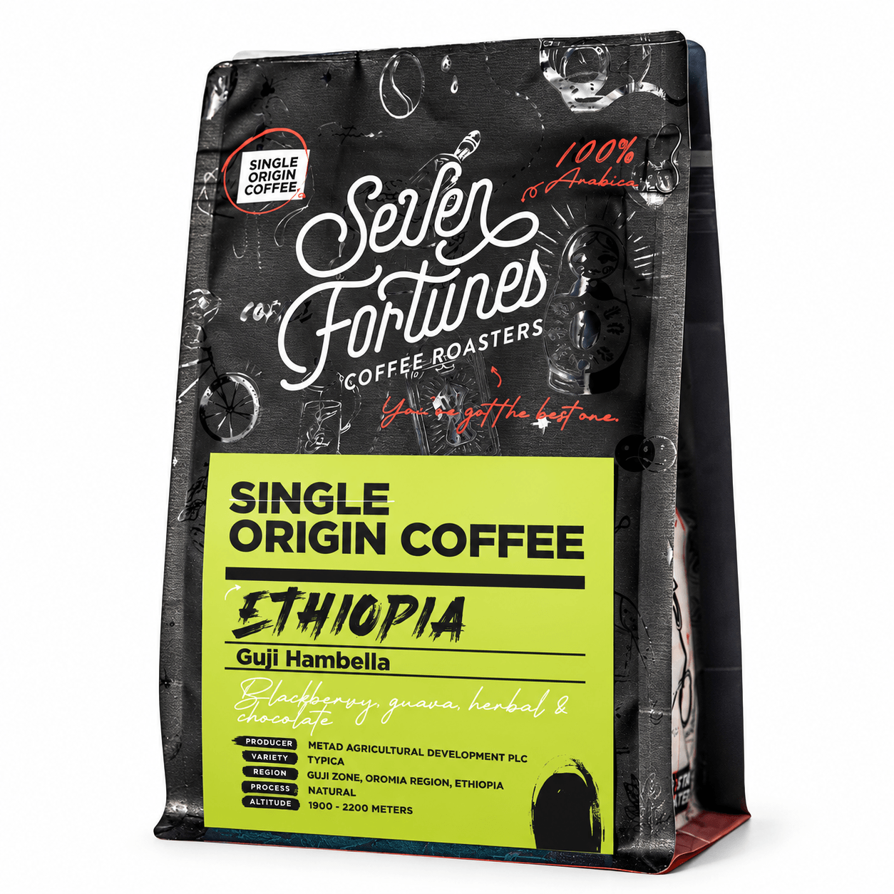 Seven Fortunes Ethiopia Guji Hambella Natural Specialty Coffee Beans 250g