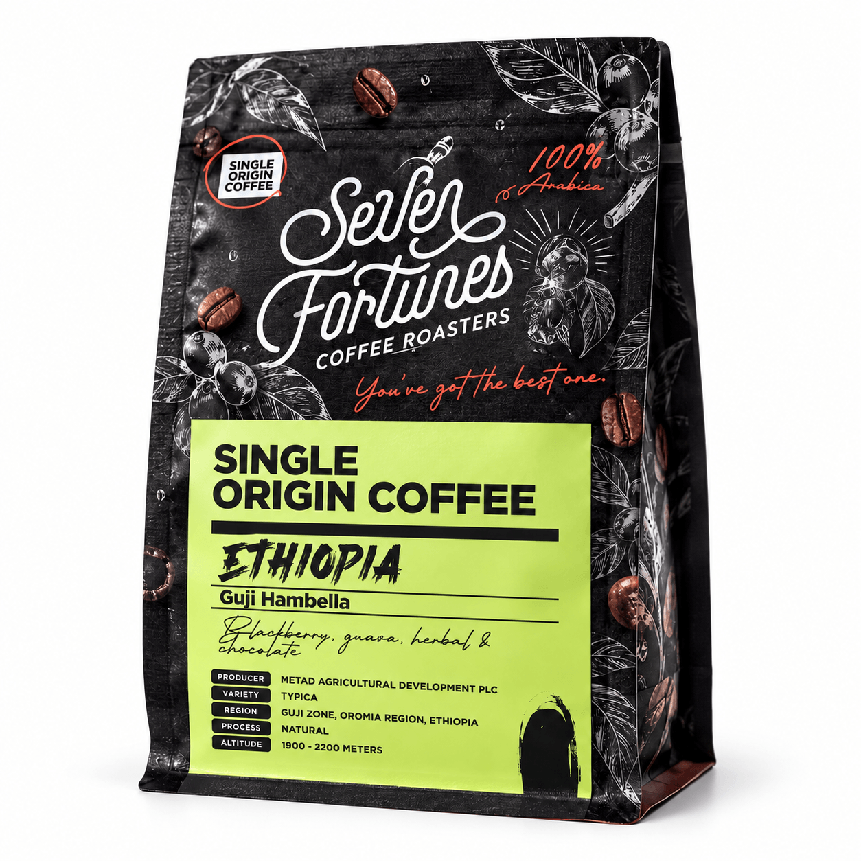 Seven Fortunes Ethiopia Guji Hambella Single Origin Specialty Coffee Beans 500g